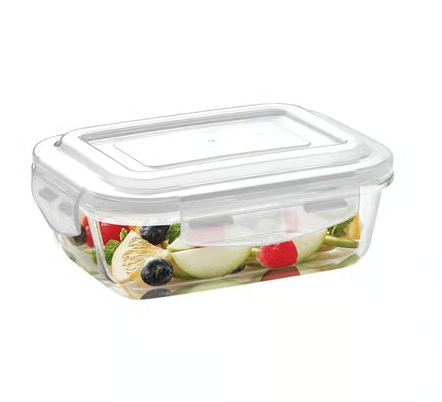 Borosil Klip N Store Rectangular Borosilicate Glass Container (Transparent, 370 ml)