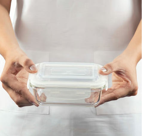 Borosil Klip N Store Rectangular Borosilicate Glass Container (Transparent, 370 ml)