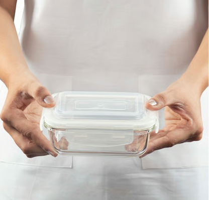 Borosil Klip N Store Rectangular Borosilicate Glass Container (Transparent, 370 ml)