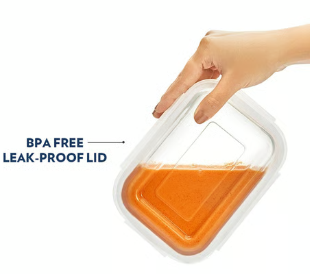 Borosil Klip N Store Rectangular Borosilicate Glass Container (Transparent, 370 ml)