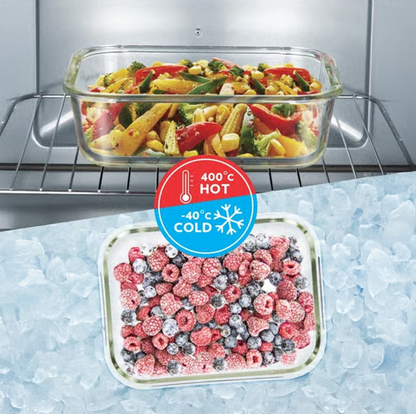 Borosil Klip N Store Rectangular Borosilicate Glass Container (Transparent, 370 ml)